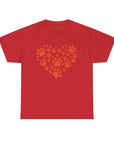 Pet Lover's Heart Tee - Unisex Heavy Cotton Shirt, Animal Lover Gift, Dog Cat Lovers Top, Casual Wear, Heart Paw Prints