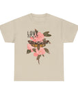 Unisex Heavy Cotton Tee, Floral Love Shirt, Casual Graphic Tee, Gift for Her, Summer Top, Trendy Apparel