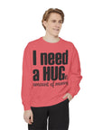 Hug-Themed Garment-Dyed Sweatshirt - Perfect for Gifting, Cozy Outfits, Casual Wear, Birthday Surprises, Everyday Comfort