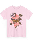 Unisex Heavy Cotton Tee, Floral Love Shirt, Casual Graphic Tee, Gift for Her, Summer Top, Trendy Apparel