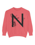 Personalized Nature-Inspired Sweatshirt with Letter N, Cozy Oversized Top for Outdoor Lovers, Gift for Friends, Casual Wear, Birthday Gift