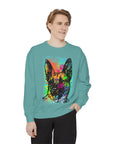 Vibrant Dog Art Sweatshirt, Animal Lover Gift, Cozy Casual Wear, Unisex Fashion, Colorful Pet Sweatshirt, Perfect for Dog Owners