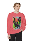 Vibrant Dog Art Sweatshirt, Animal Lover Gift, Cozy Casual Wear, Unisex Fashion, Colorful Pet Sweatshirt, Perfect for Dog Owners