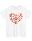 Pet Lover's Heart Tee - Unisex Heavy Cotton Shirt, Animal Lover Gift, Dog Cat Lovers Top, Casual Wear, Heart Paw Prints
