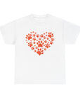 Pet Lover's Heart Tee - Unisex Heavy Cotton Shirt, Animal Lover Gift, Dog Cat Lovers Top, Casual Wear, Heart Paw Prints