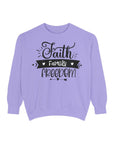 Faith, Family, Freedom Sweatshirt - Unisex Cozy Pullover for Family Gatherings, Gifts, Family Events, Faith Celebrations