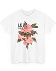 Unisex Heavy Cotton Tee, Floral Love Shirt, Casual Graphic Tee, Gift for Her, Summer Top, Trendy Apparel