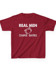 Kids Tee Real Men Change Diapers Fatherhood Graphic Shirt
