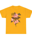 Unisex Heavy Cotton Tee, Floral Love Shirt, Casual Graphic Tee, Gift for Her, Summer Top, Trendy Apparel