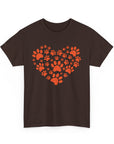 Pet Lover's Heart Tee - Unisex Heavy Cotton Shirt, Animal Lover Gift, Dog Cat Lovers Top, Casual Wear, Heart Paw Prints