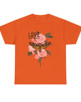 Unisex Heavy Cotton Tee, Floral Love Shirt, Casual Graphic Tee, Gift for Her, Summer Top, Trendy Apparel