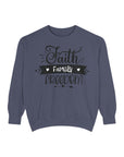 Faith, Family, Freedom Sweatshirt - Unisex Cozy Pullover for Family Gatherings, Gifts, Family Events, Faith Celebrations
