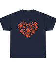 Pet Lover's Heart Tee - Unisex Heavy Cotton Shirt, Animal Lover Gift, Dog Cat Lovers Top, Casual Wear, Heart Paw Prints