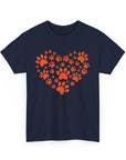Pet Lover's Heart Tee - Unisex Heavy Cotton Shirt, Animal Lover Gift, Dog Cat Lovers Top, Casual Wear, Heart Paw Prints