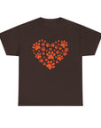 Pet Lover's Heart Tee - Unisex Heavy Cotton Shirt, Animal Lover Gift, Dog Cat Lovers Top, Casual Wear, Heart Paw Prints