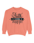 Faith, Family, Freedom Sweatshirt - Unisex Cozy Pullover for Family Gatherings, Gifts, Family Events, Faith Celebrations