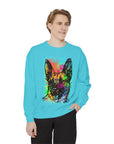 Vibrant Dog Art Sweatshirt, Animal Lover Gift, Cozy Casual Wear, Unisex Fashion, Colorful Pet Sweatshirt, Perfect for Dog Owners