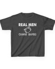 Kids Tee Real Men Change Diapers Fatherhood Graphic Shirt