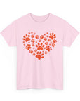 Pet Lover's Heart Tee - Unisex Heavy Cotton Shirt, Animal Lover Gift, Dog Cat Lovers Top, Casual Wear, Heart Paw Prints