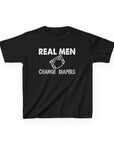 Kids Tee Real Men Change Diapers Fatherhood Graphic Shirt