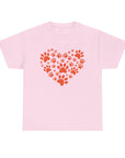 Pet Lover's Heart Tee - Unisex Heavy Cotton Shirt, Animal Lover Gift, Dog Cat Lovers Top, Casual Wear, Heart Paw Prints
