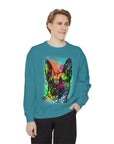 Vibrant Dog Art Sweatshirt, Animal Lover Gift, Cozy Casual Wear, Unisex Fashion, Colorful Pet Sweatshirt, Perfect for Dog Owners