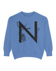 Personalized Nature-Inspired Sweatshirt with Letter N, Cozy Oversized Top for Outdoor Lovers, Gift for Friends, Casual Wear, Birthday Gift