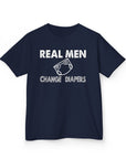 Kids Tee Real Men Change Diapers Fatherhood Graphic Shirt