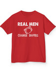 Kids Tee Real Men Change Diapers Fatherhood Graphic Shirt