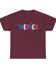 'Merica Unisex Heavy Cotton Tee - Patriotic Shirt for Independence Day, BBQs, Casual Wear, Gifts