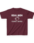Kids Tee Real Men Change Diapers Fatherhood Graphic Shirt