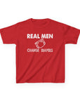 Kids Tee Real Men Change Diapers Fatherhood Graphic Shirt