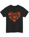 Pet Lover's Heart Tee - Unisex Heavy Cotton Shirt, Animal Lover Gift, Dog Cat Lovers Top, Casual Wear, Heart Paw Prints