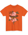 Unisex Heavy Cotton Tee, Floral Love Shirt, Casual Graphic Tee, Gift for Her, Summer Top, Trendy Apparel