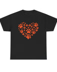 Pet Lover's Heart Tee - Unisex Heavy Cotton Shirt, Animal Lover Gift, Dog Cat Lovers Top, Casual Wear, Heart Paw Prints