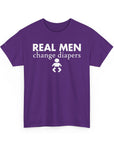 Real Men Change Diapers Unisex Heavy Cotton Tee, Funny Dad Shirt, Baby Shower Gift, Parenting Humor Tee, Father's Day Apparel