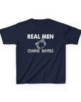 Kids Tee Real Men Change Diapers Fatherhood Graphic Shirt