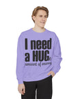 Hug-Themed Garment-Dyed Sweatshirt - Perfect for Gifting, Cozy Outfits, Casual Wear, Birthday Surprises, Everyday Comfort