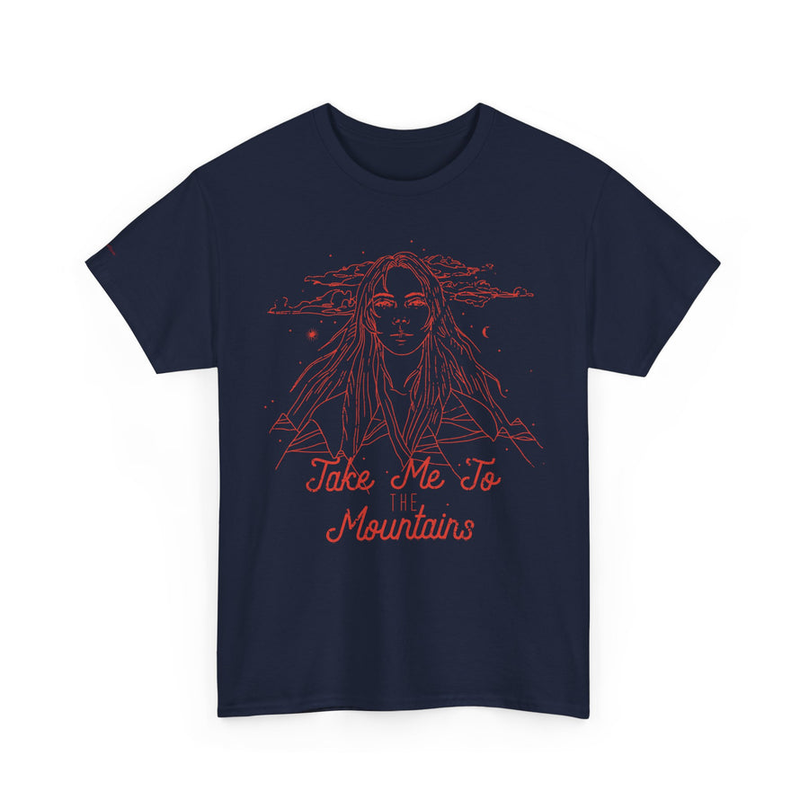 Unisex Heavy Cotton Tee - 'Take Me To Mountains' Adventure Shirt, Outdoor Lover Tee, Nature Vibes T-Shirt, Travel Gift Idea, Hiking Apparel
