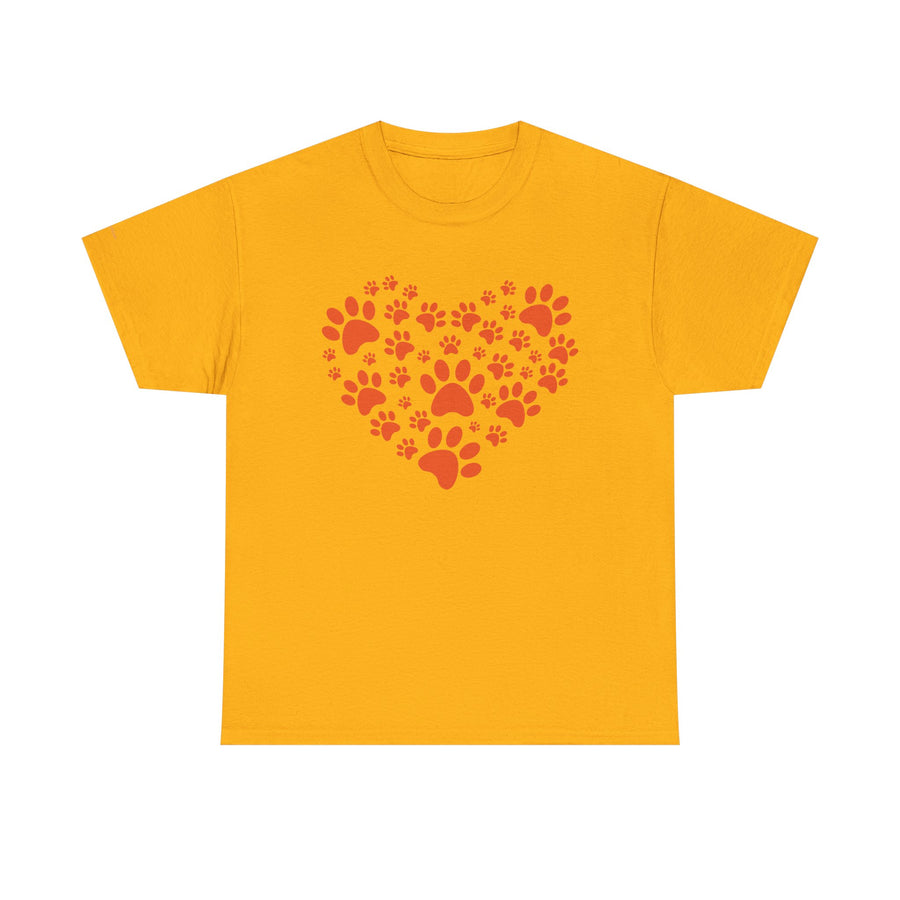 Pet Lover's Heart Tee - Unisex Heavy Cotton Shirt, Animal Lover Gift, Dog Cat Lovers Top, Casual Wear, Heart Paw Prints
