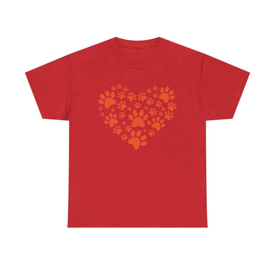 Pet Lover's Heart Tee - Unisex Heavy Cotton Shirt, Animal Lover Gift, Dog Cat Lovers Top, Casual Wear, Heart Paw Prints