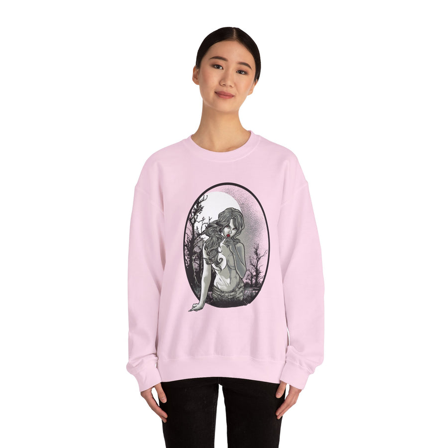 Gothic Art Sweatshirt, Cozy Unisex Crewneck, Dark Aesthetic Clothing, Unique Gifts for Her, Halloween Fashion, Casual Layering