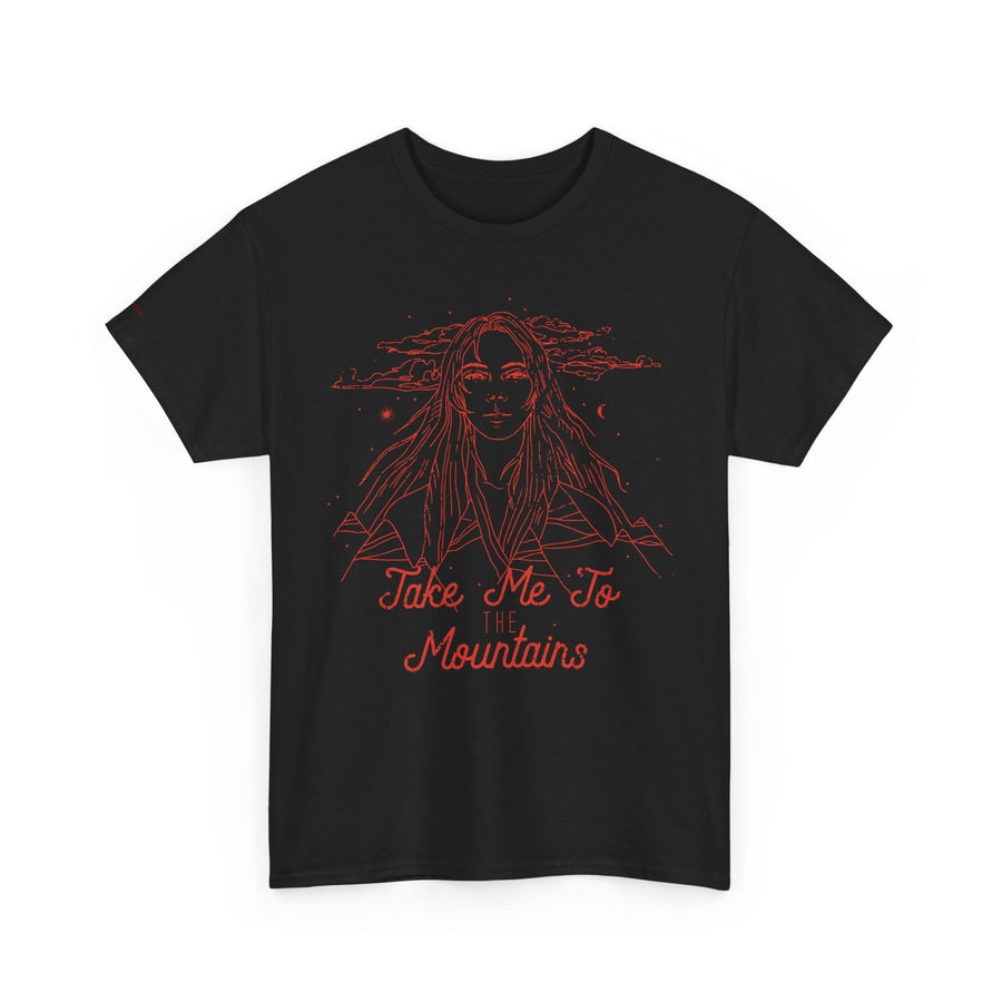 Unisex Heavy Cotton Tee - 'Take Me To Mountains' Adventure Shirt, Outdoor Lover Tee, Nature Vibes T-Shirt, Travel Gift Idea, Hiking Apparel