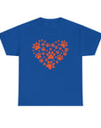 Pet Lover's Heart Tee - Unisex Heavy Cotton Shirt, Animal Lover Gift, Dog Cat Lovers Top, Casual Wear, Heart Paw Prints