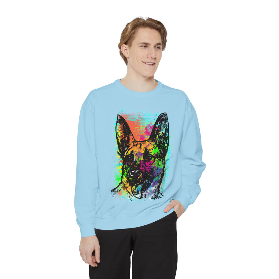 Vibrant Dog Art Sweatshirt, Animal Lover Gift, Cozy Casual Wear, Unisex Fashion, Colorful Pet Sweatshirt, Perfect for Dog Owners