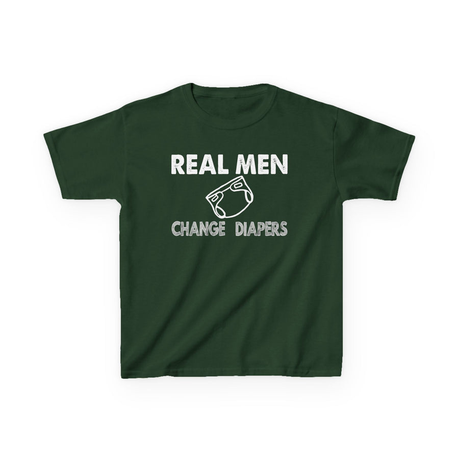Kids Tee Real Men Change Diapers Fatherhood Graphic Shirt