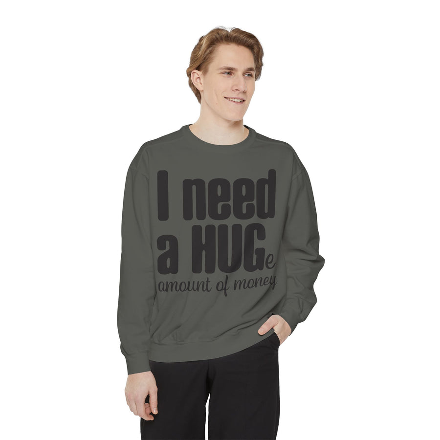 Hug-Themed Garment-Dyed Sweatshirt - Perfect for Gifting, Cozy Outfits, Casual Wear, Birthday Surprises, Everyday Comfort