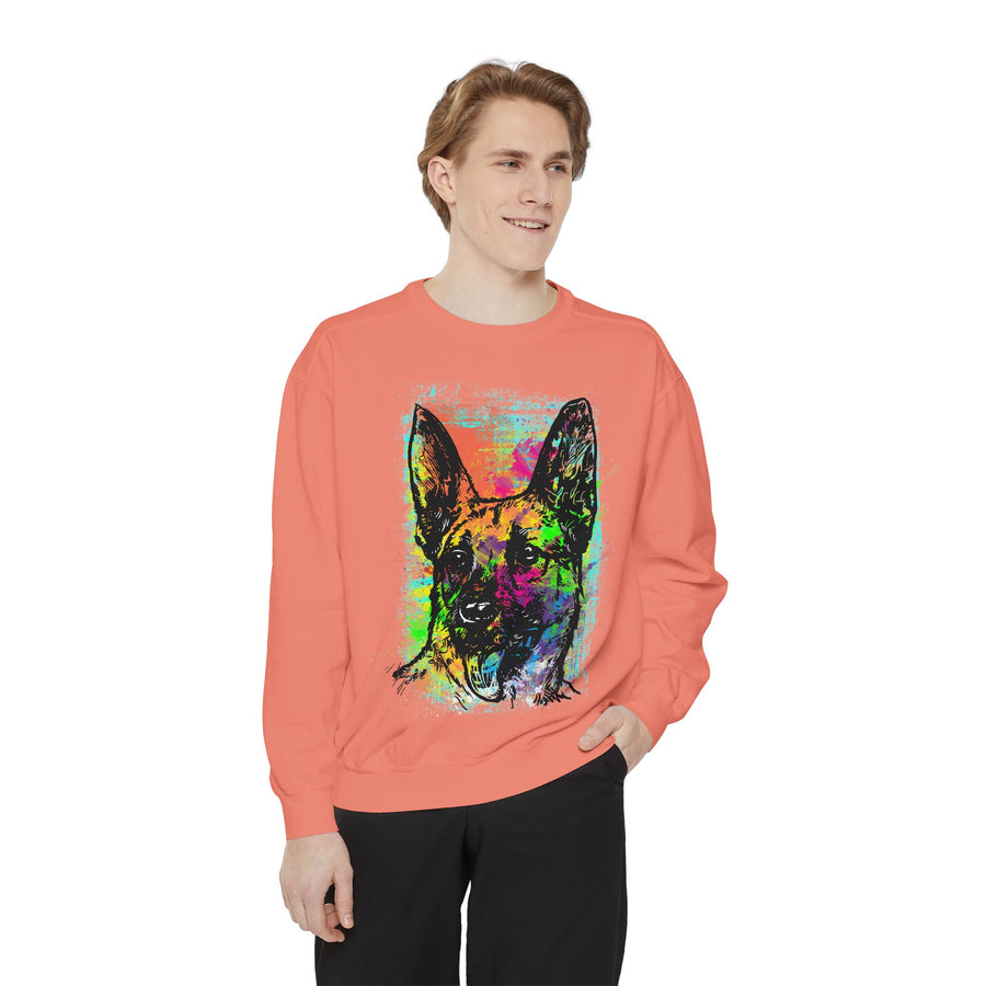 Vibrant Dog Art Sweatshirt, Animal Lover Gift, Cozy Casual Wear, Unisex Fashion, Colorful Pet Sweatshirt, Perfect for Dog Owners