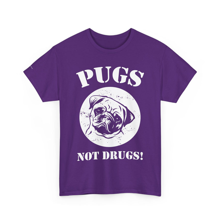 Pugs Not Drugs Unisex Heavy Cotton Tee | Funny Dog Lovers T-Shirt, Gift for Pet Owners, Casual Wear, Dog-Themed Apparel, Pug Enthusiast Top