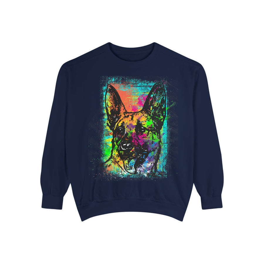 Vibrant Dog Art Sweatshirt, Animal Lover Gift, Cozy Casual Wear, Unisex Fashion, Colorful Pet Sweatshirt, Perfect for Dog Owners